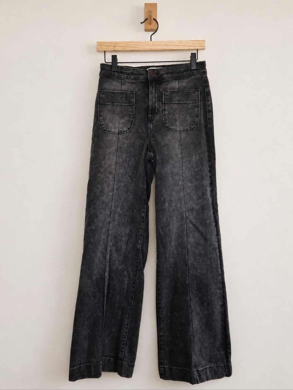 LC Lauren Conrad Wide Leg High Rise Jeans Women's Size 4 Black Acid Wash